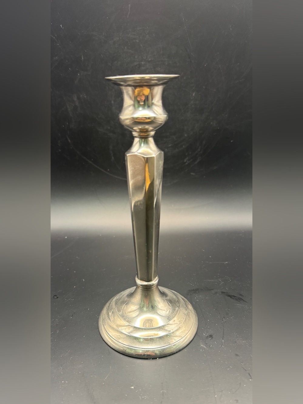 Restoration Hardware Classic Silver Candle Holder - Elegant Metal Pillar, 8.25”